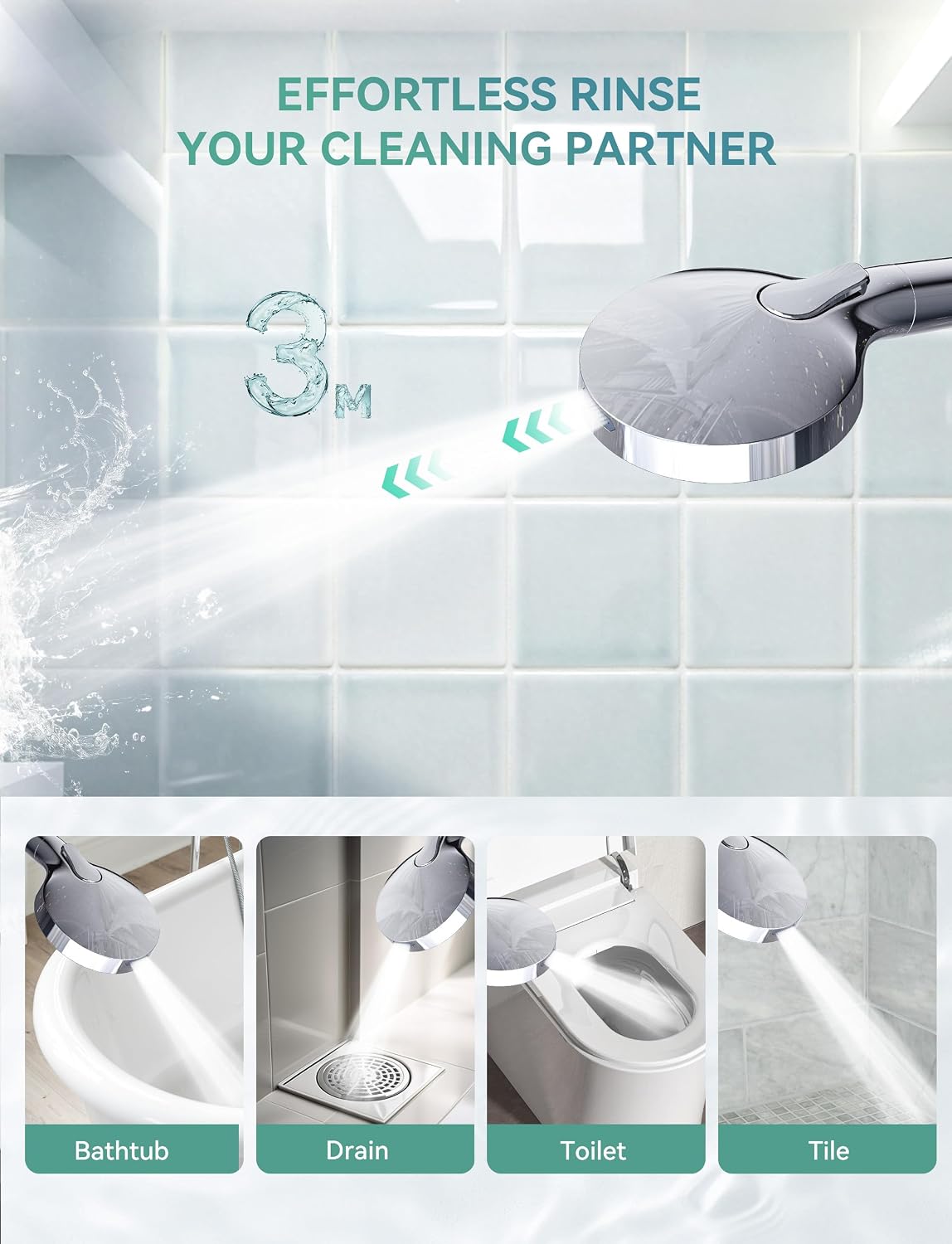 Magichome Filtered Shower Head with Handheld, 10-Mode Adjustable Detachable Chrome Showerhead w/Stainless Hose, Water Softener Filter Beads for Hard Water - Remove Chlorine, Reduce Dry Itchy Skin