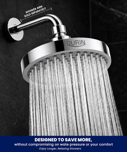 GURIN Shower Head - Luxury Polished Chrome Finish - Rain Showerhead 6 Inch