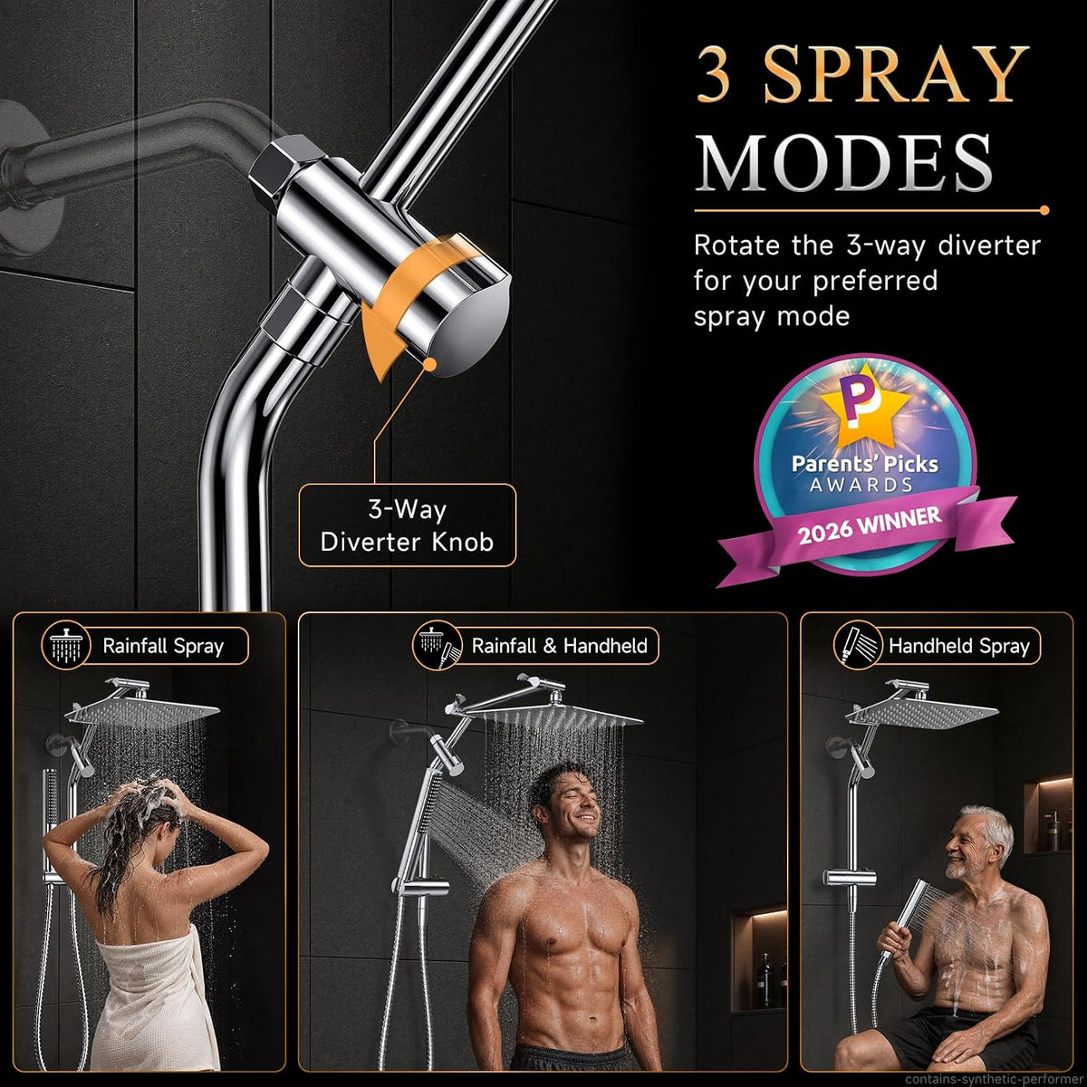 Veken All Metal 10"Luxurious Rain Shower Head with Handheld Spary,Power Jet