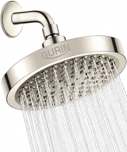 GURIN Shower Head - Luxury Polished Chrome Finish - Rain Showerhead 6 Inch
