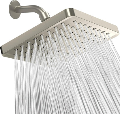 SparkPod Rain Shower Head, 8 Inch Square, Elegant Brushed Nickel Finish