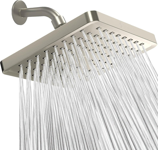 SparkPod Rain Shower Head, 8 Inch Square, Elegant Brushed Nickel Finish