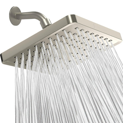 SparkPod Rain Shower Head, 6 Inch Square, Elegant Brushed Nickel Finish