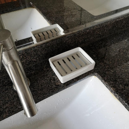 Ceramic Soap Dish Stainless Steel Soap Holder for Bathroom and Shower