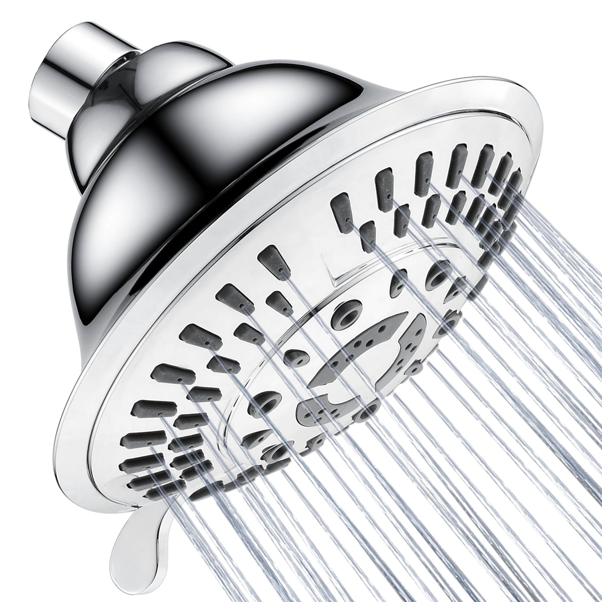 BRIGHT SHOWERS High Pressure Rain Shower Head, Fixed Shower Head with 5 Spray Settings, Adjustable Angle and Anti-Clog Nozzles, Oil Rubbed Bronze