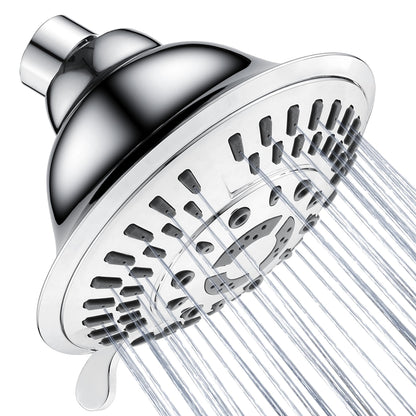 BRIGHT SHOWERS High Pressure Rain Shower Head, Fixed Shower Head with 5 Spray Settings, Adjustable Angle and Anti-Clog Nozzles, Oil Rubbed Bronze