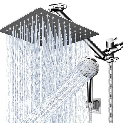 Shower Head Combo,10" High Pressure with 11" Extension Arm 5 Spray Handheld