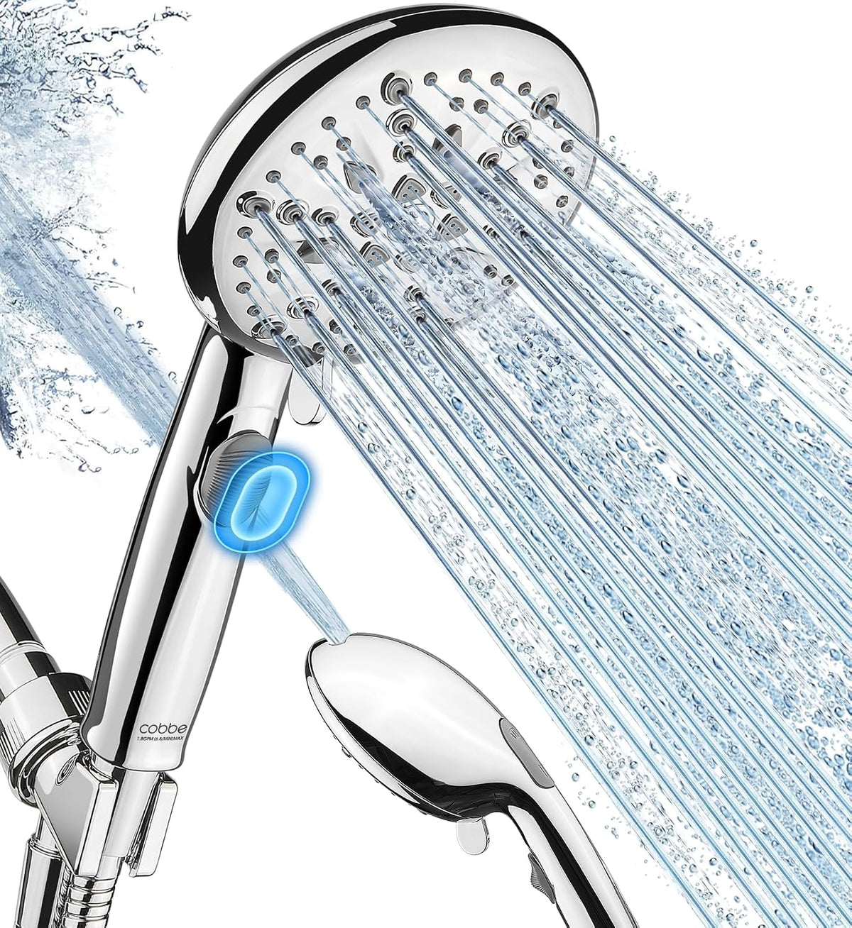 Cobbe 9 Spray Modes Handheld Shower Head, Water-Saving, Chrome