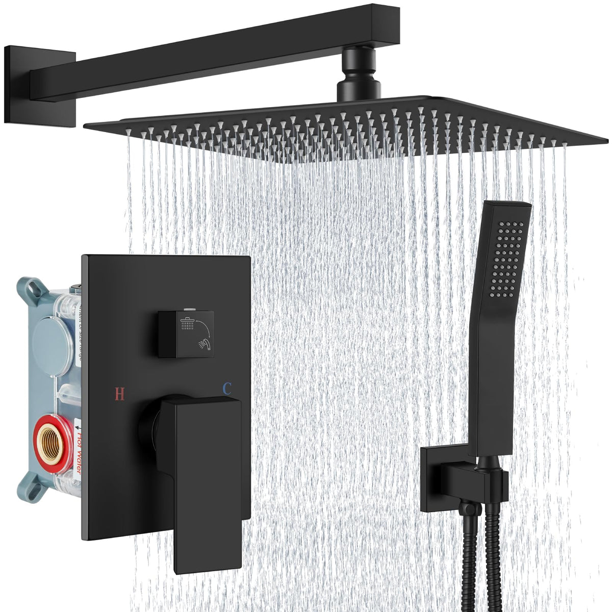 Aolemi Shower Faucet Set with Handheld Matte Black 8 Inch Head