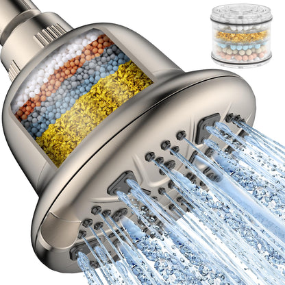 MakeFit Filtered Shower Head - High Pressure Shower Head with Filter for Hard Water Softener - 7 Settings Bathroom Rain Showerhead to Remove Chlorine and Heavy Metals (Chrome)