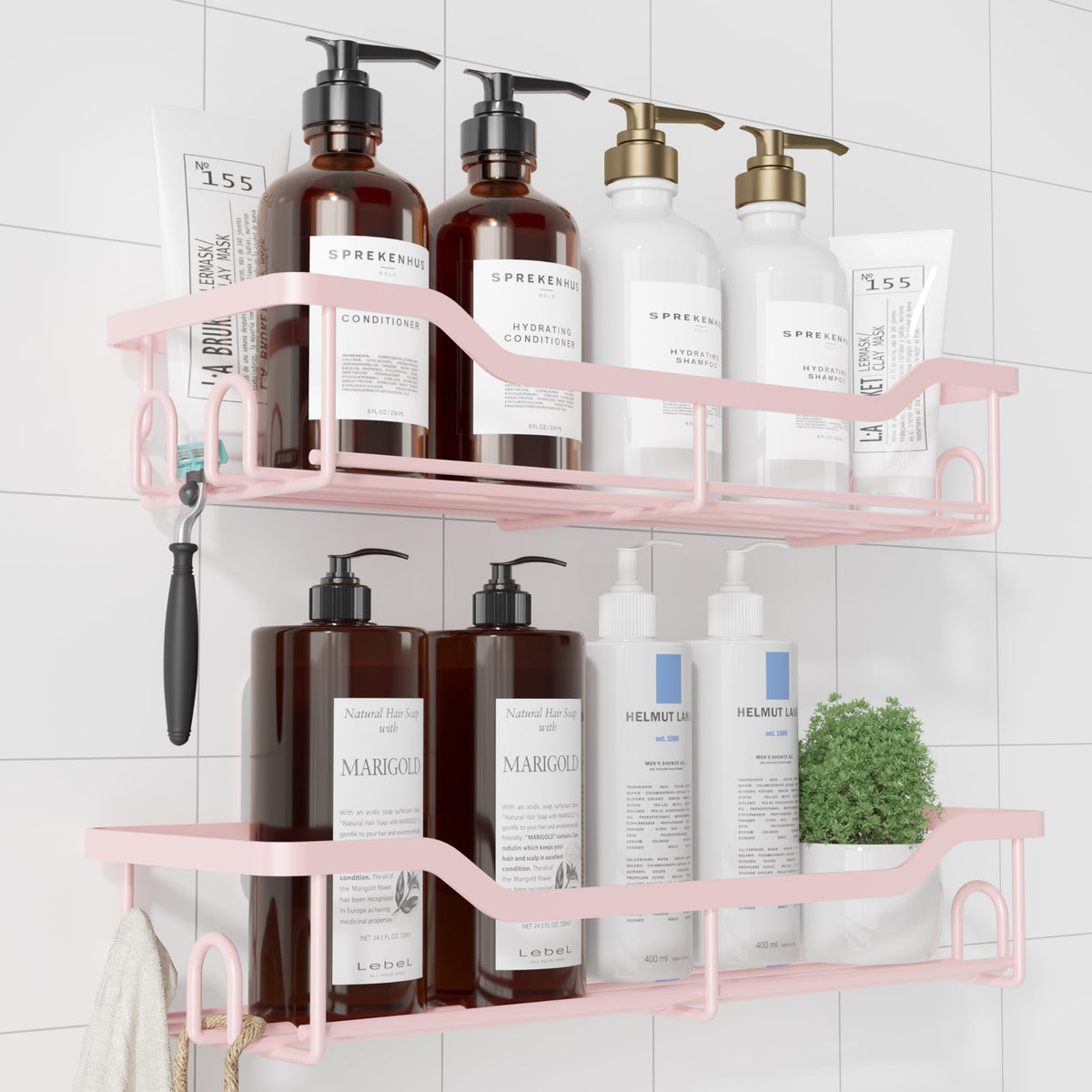 Kitsure Shower Caddy, Adhesive Shower Organizer, Large, Black