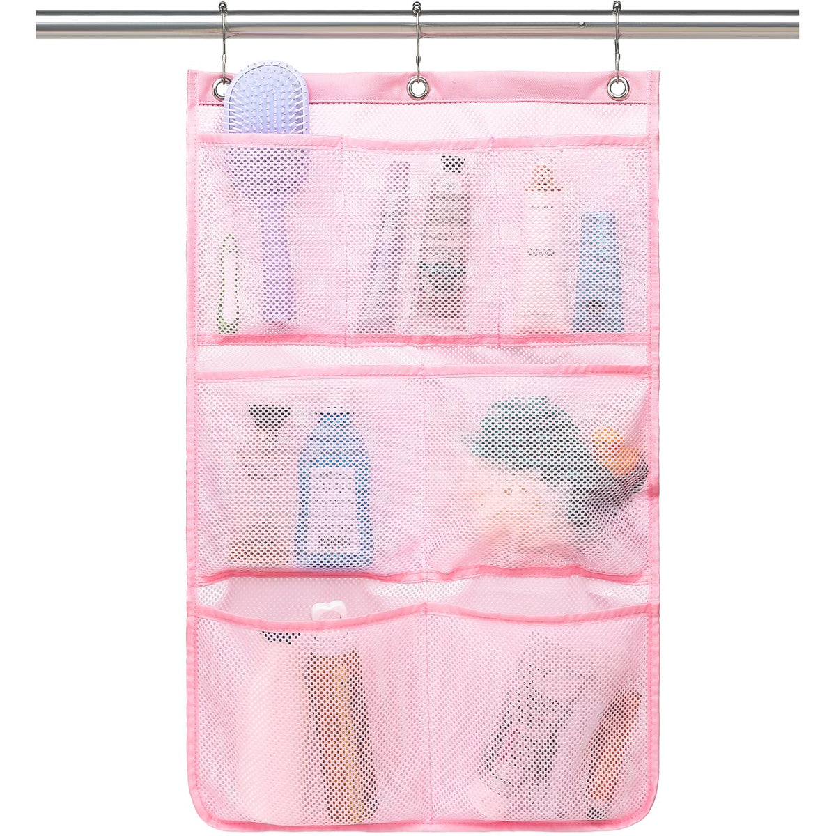 Fammart Mesh Shower Caddy Portable for College Dorm Room Essentials, Odorless Polyester Large Shower Tote Bag with Dual Handles, 8-Pocket Quick-Dry Toiletry Organizer for Travel, Beach, Camping, Gym