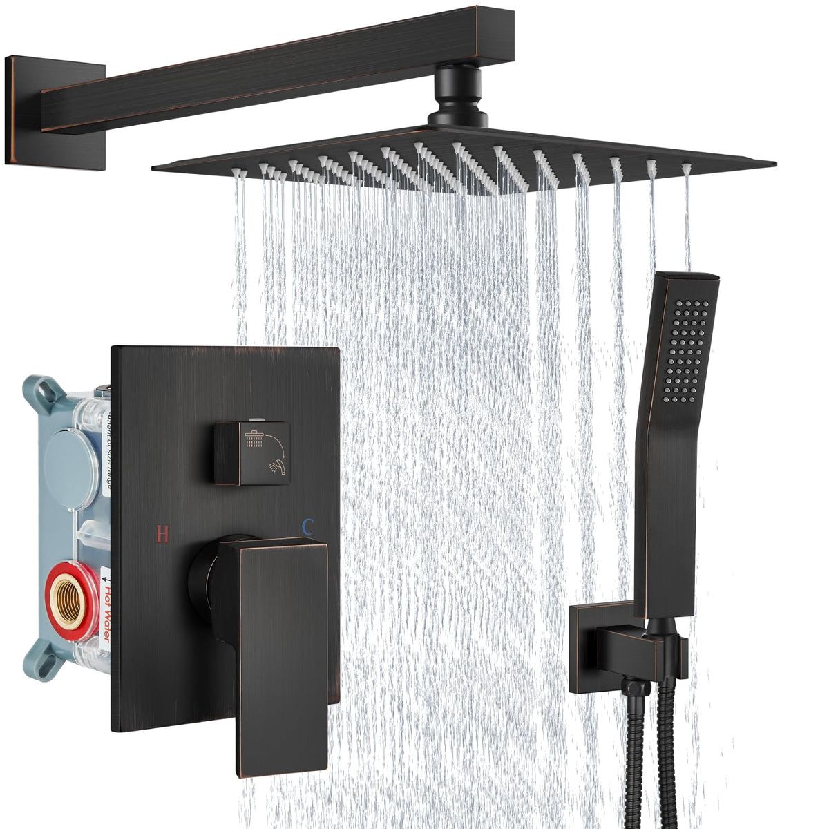 Aolemi Shower Faucet Set with Handheld Matte Black 8 Inch Head