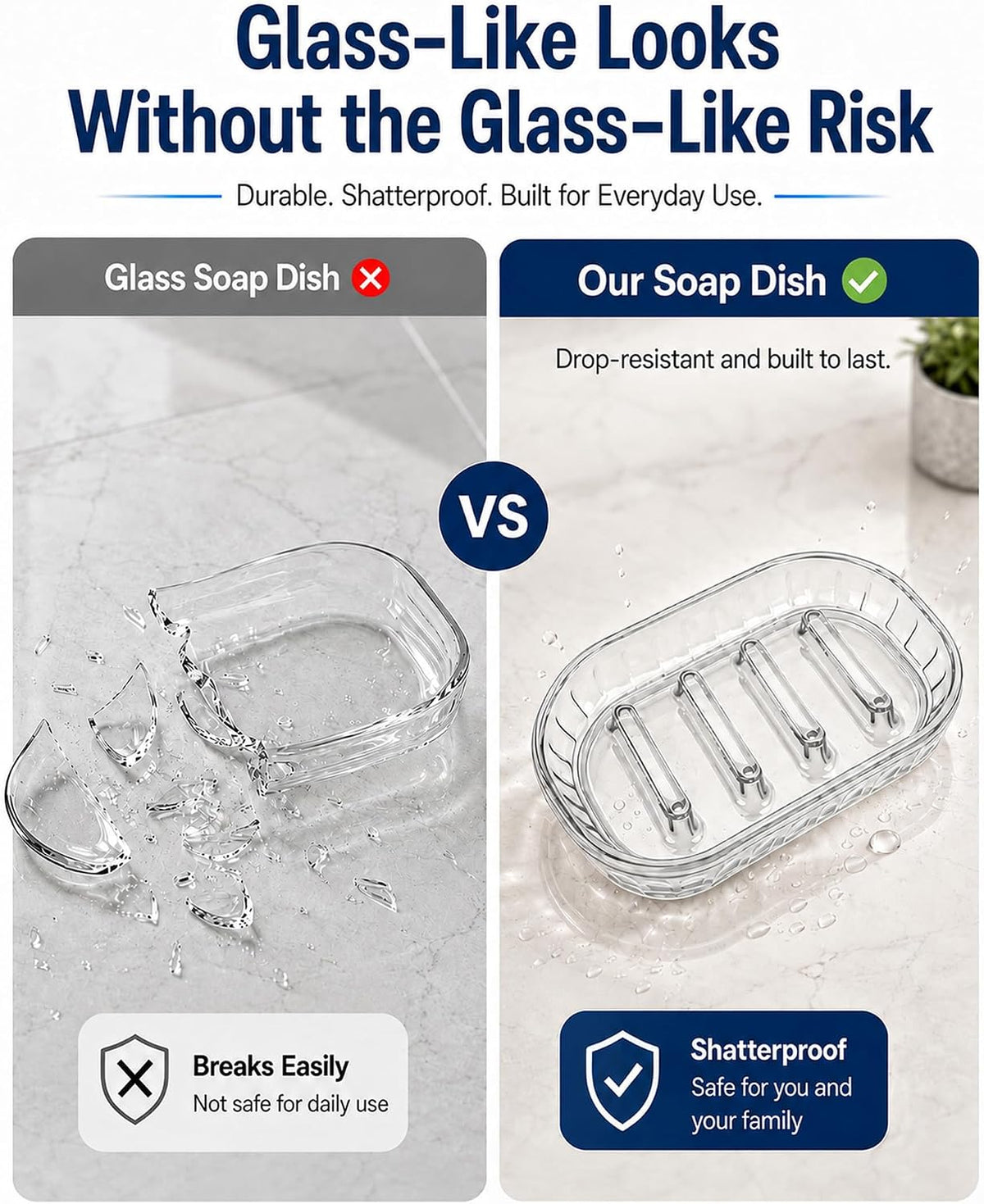 OTHIX 3 Pack Clear Plastic Soap Dish for Bar Soap, Bar Soap Holder Tray with Raised Ridges for Shower | Bathroom | Kitchen Sink |Dry Fast| Easy to Clean (Clear)