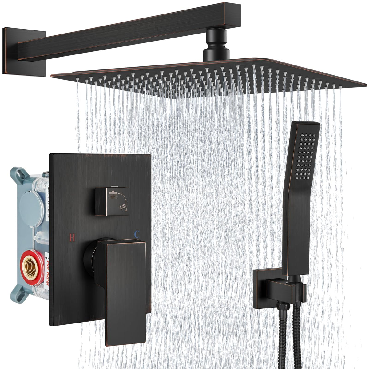 Aolemi Shower Faucet Set with Handheld Matte Black 8 Inch Head
