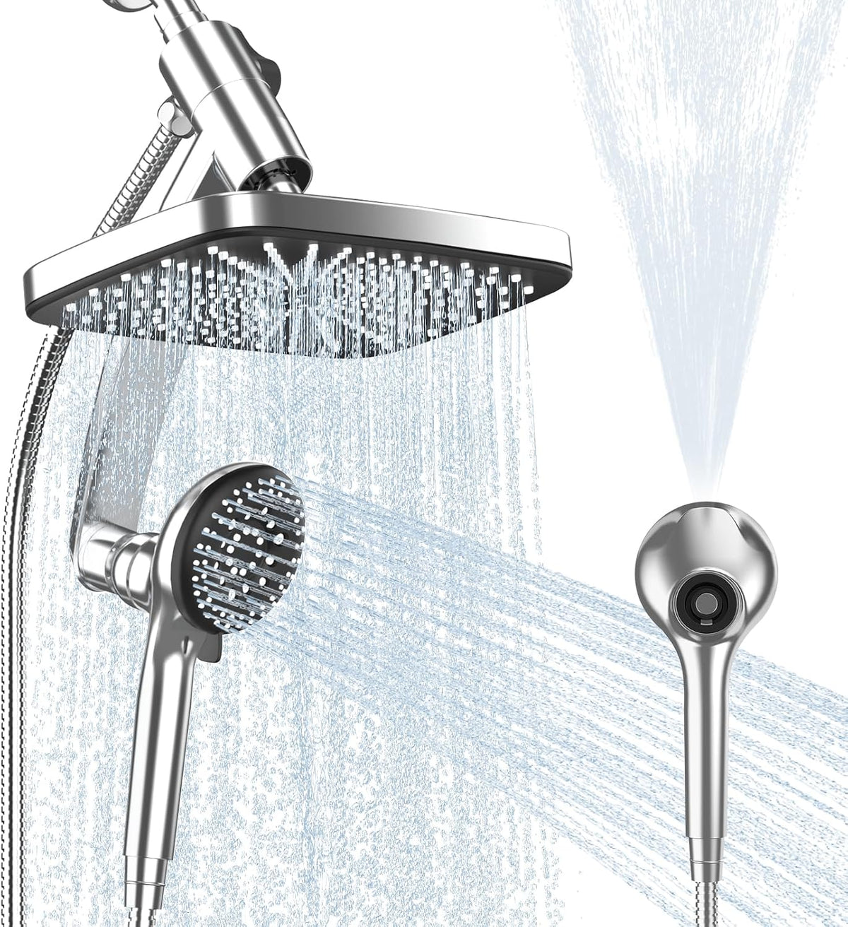 12 Inch High Pressure Rain Shower Head Combo,9 Settings Shower Handheld