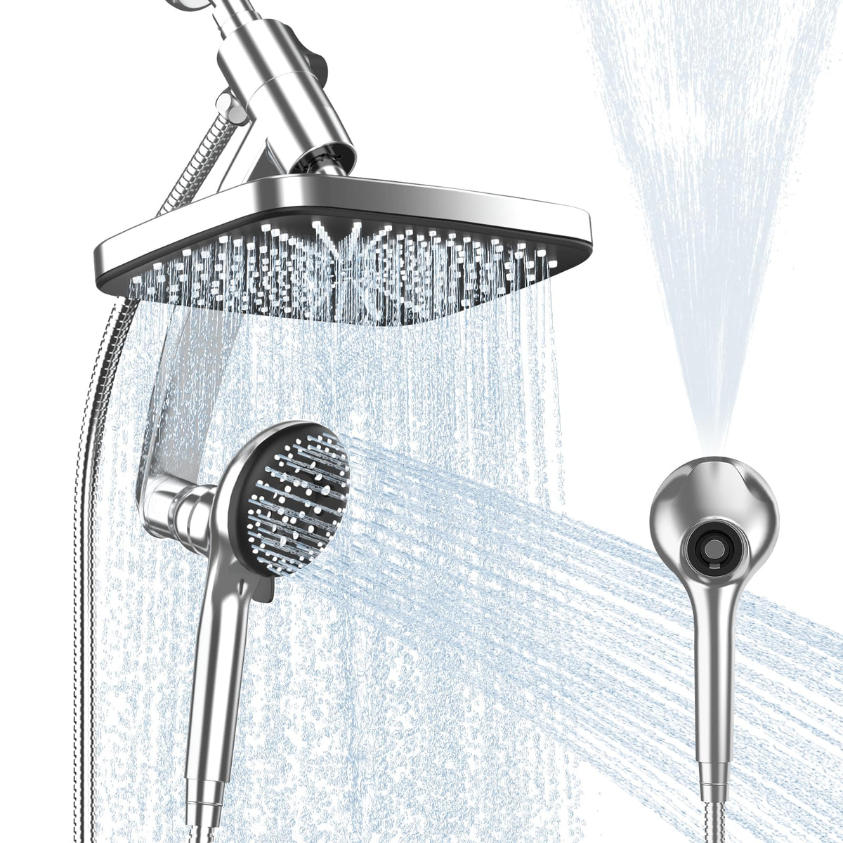12 Inch High Pressure Rain Shower Head Combo,9 Settings Shower Handheld
