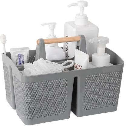 rejomiik Portable Shower Caddy Basket Plastic Cleaning Caddy Organizer Storage Tote with Handle for Bathroom, College, Dorm Room Essentials, White