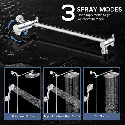 FEELSO 10" Shower Head Combo with Handheld, High Pressure Dual Shower Head