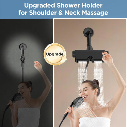 MakeFit Filtered Shower Head with Handheld Combo Matte Black - Dual 2-in-1 Spa System with Massage Shower and 10 Modes Hand Held Shower, High Pressure with Built in Power Wash Mode