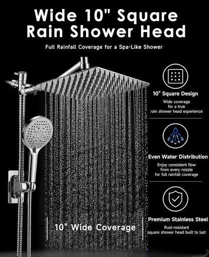 Jafeton 10 Inch High Pressure Rain Shower Head with Handheld Combo