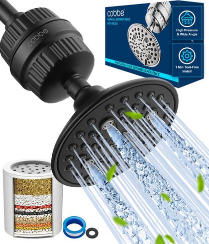 Cobbe High Pressure Filtered Shower Head with Filters for Hard Water Combo