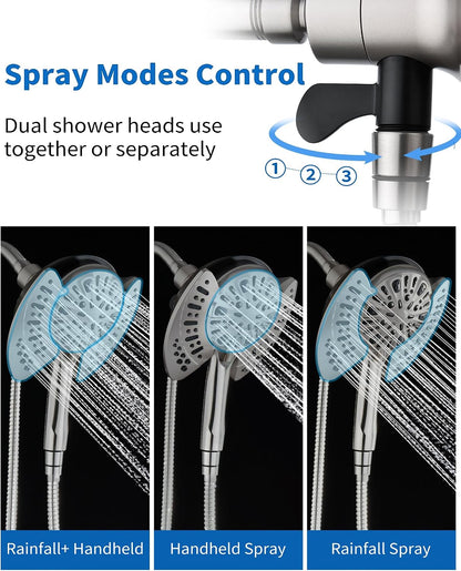 INAVAMZ 2 in 1 Shower Head with Handheld Combo High Pressure Nickel 1.8 GPM