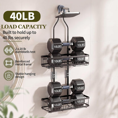 Skyapex Shower Caddy Hanging Over Shower Head, Adjustable, Black
