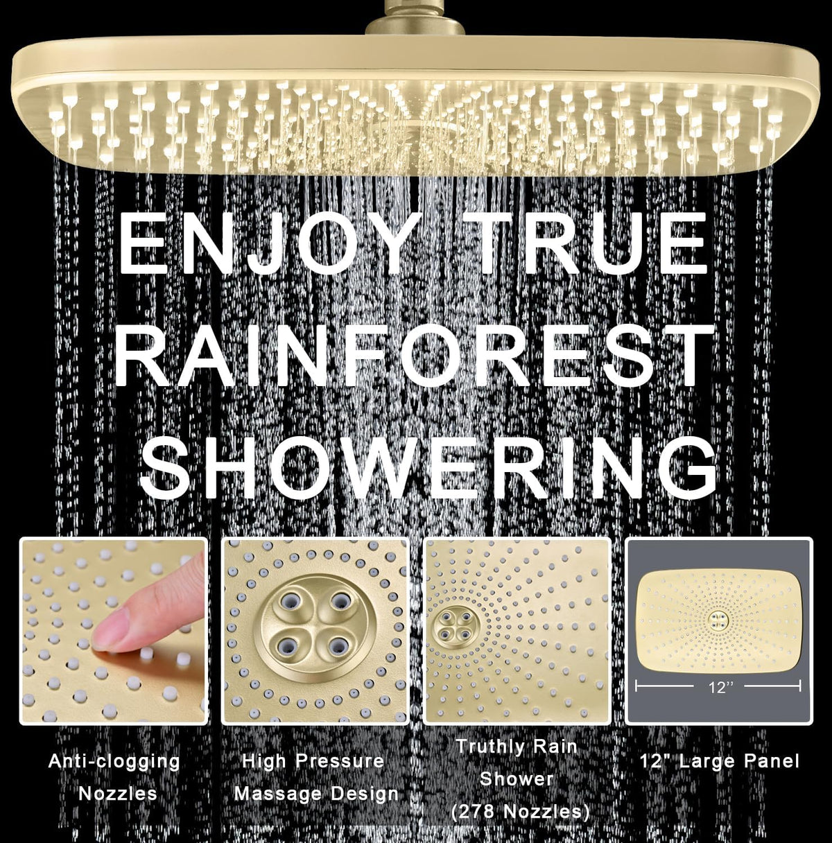 Rain Shower Head with Handheld Showerhead, Glod 1.75GPM 460311