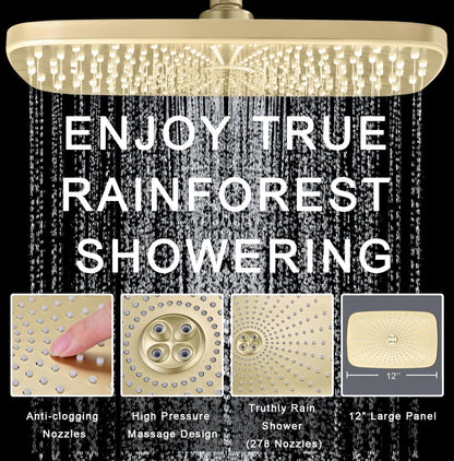 Rain Shower Head with Handheld Showerhead, Glod 1.75GPM 460311