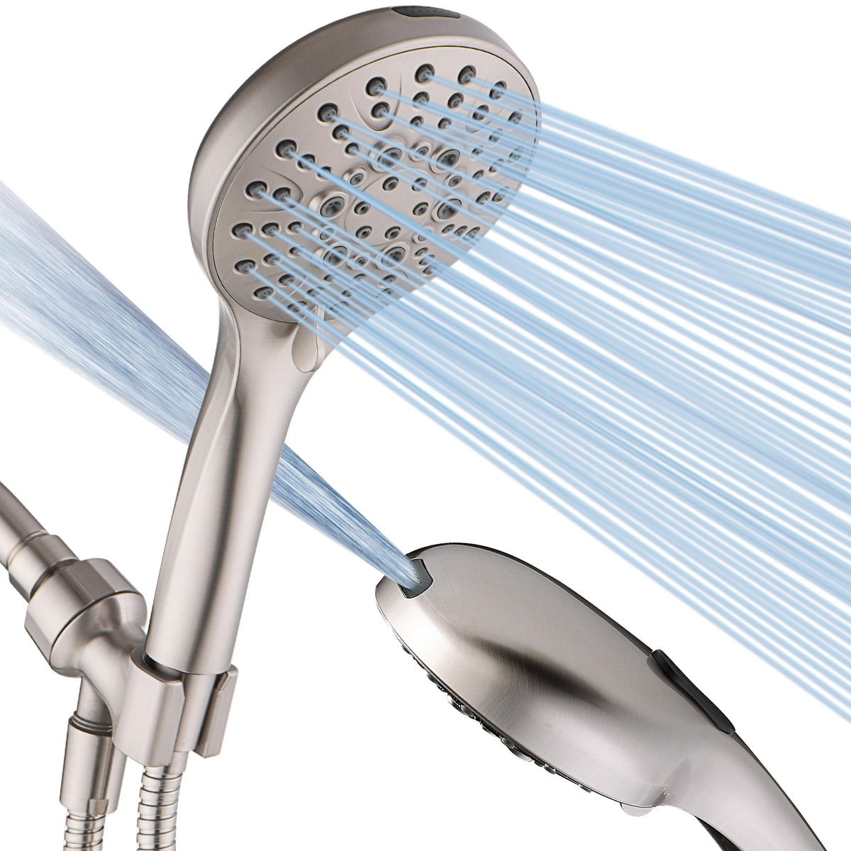 BRIGHT SHOWERS High Pressure Shower Head with Handheld, 9 Spray Settings Showerhead Built in Power Wash to Clean Tub and Pets, Extra Long 69" Hose, Adjustable Bracket, Oil-Rubbed Bronze