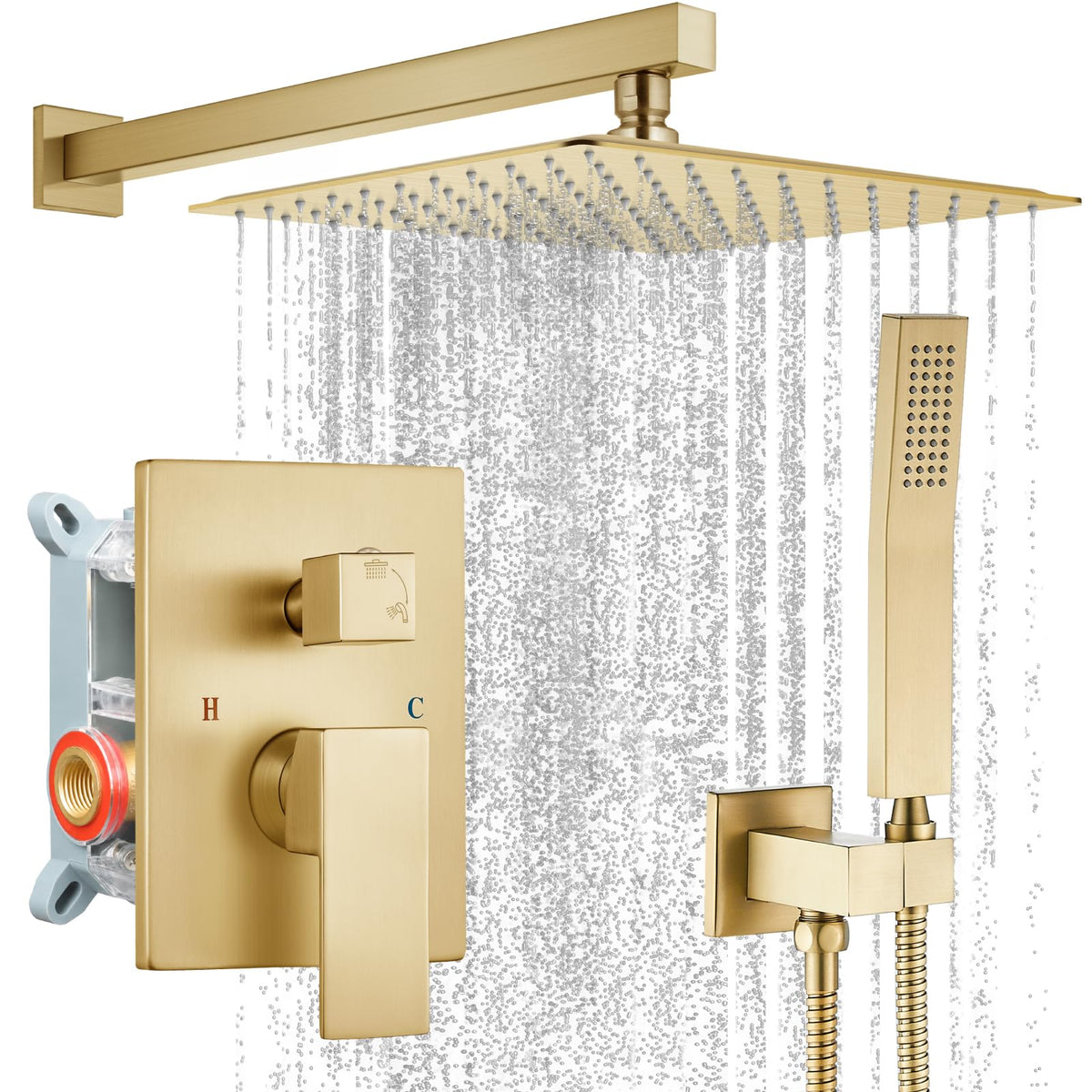 gotonovo Shower Faucet Set with Handheld Spray Matte Black,10'' Head