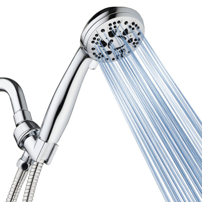 AquaDance High Pressure 6-Setting Full Brushed Nickel Handheld Shower Head with Stainless Steel Hose. Officially Independently Tested to Meet Strict US Quality & Performance Standards!