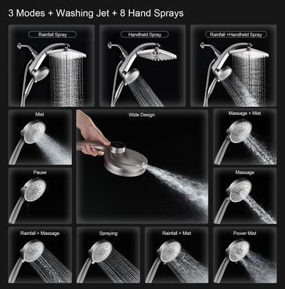 Rain Shower Head with Handheld Showerhead, Nickel 1.75GPM 460311