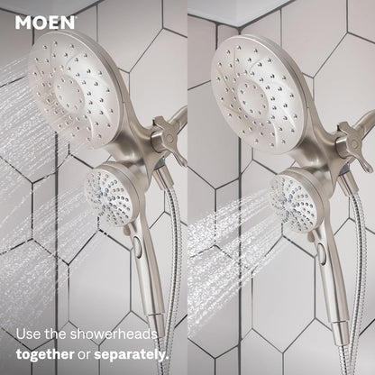 Moen 26009SRN Engage Magnetix 2-in-1 Combo Rain Showerhead with Handheld Spray, Magnetic Docking System, Spot Resist Brushed Nickel, 6-Spray Settings, 2.5 GPM