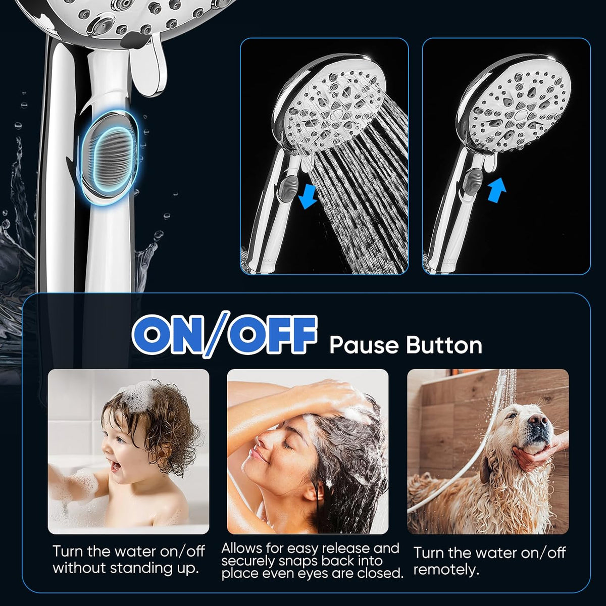 Cobbe 9 Spray Modes Handheld Shower Head, Water-Saving, Chrome