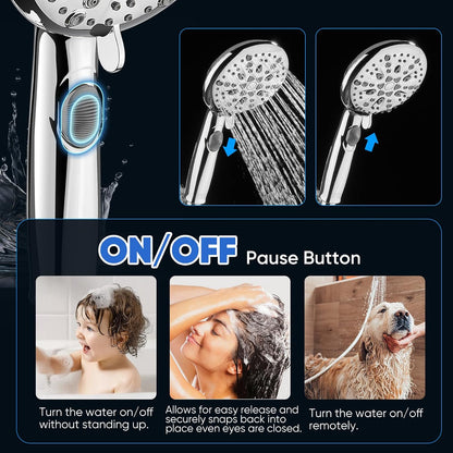 Cobbe 9 Spray Modes Handheld Shower Head, Water-Saving, Chrome