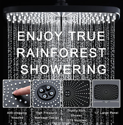 Rain Shower Head with Handheld Showerhead, Black 1.8GPM 460311
