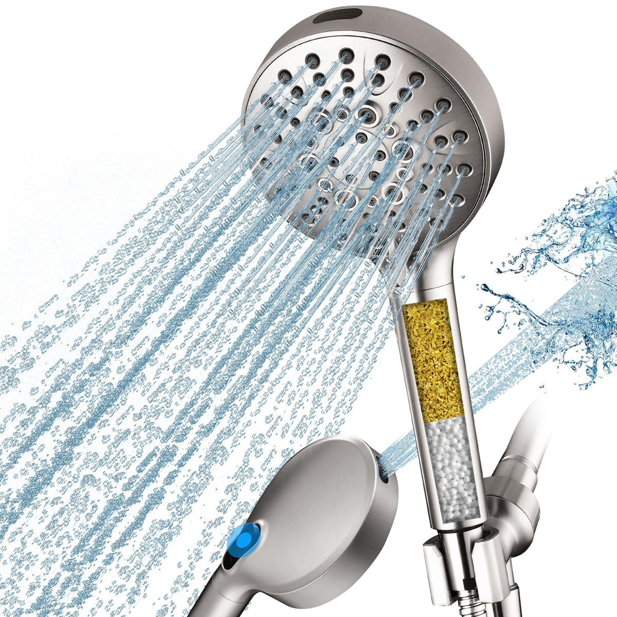 BRIGHT SHOWERS High Pressure Shower Head with Handheld, 9 Spray Settings Showerhead Built in Power Wash to Clean Tub and Pets, Extra Long 69" Hose, Adjustable Bracket, Oil-Rubbed Bronze