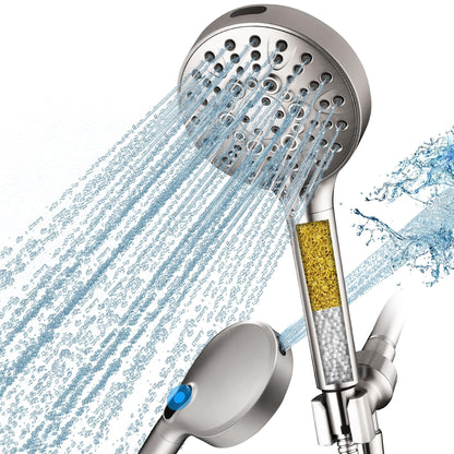 BRIGHT SHOWERS High Pressure Shower Head with Handheld, 9 Spray Settings Showerhead Built in Power Wash to Clean Tub and Pets, Extra Long 69" Hose, Adjustable Bracket, Oil-Rubbed Bronze
