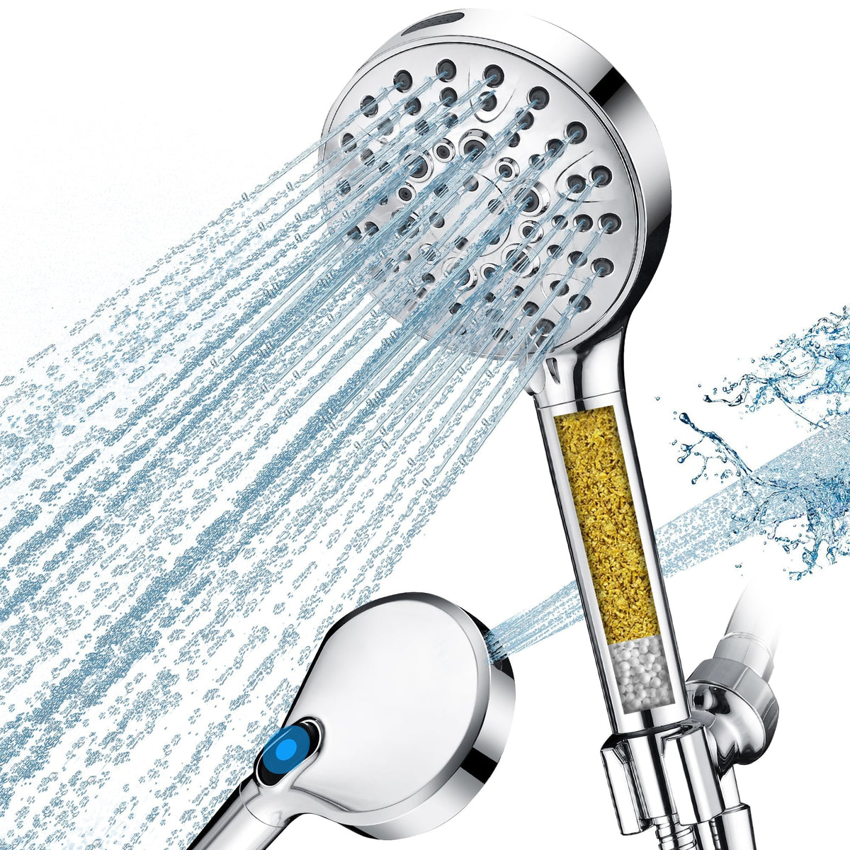 BRIGHT SHOWERS High Pressure Shower Head with Handheld, 9 Spray Settings Showerhead Built in Power Wash to Clean Tub and Pets, Extra Long 69" Hose, Adjustable Bracket, Oil-Rubbed Bronze