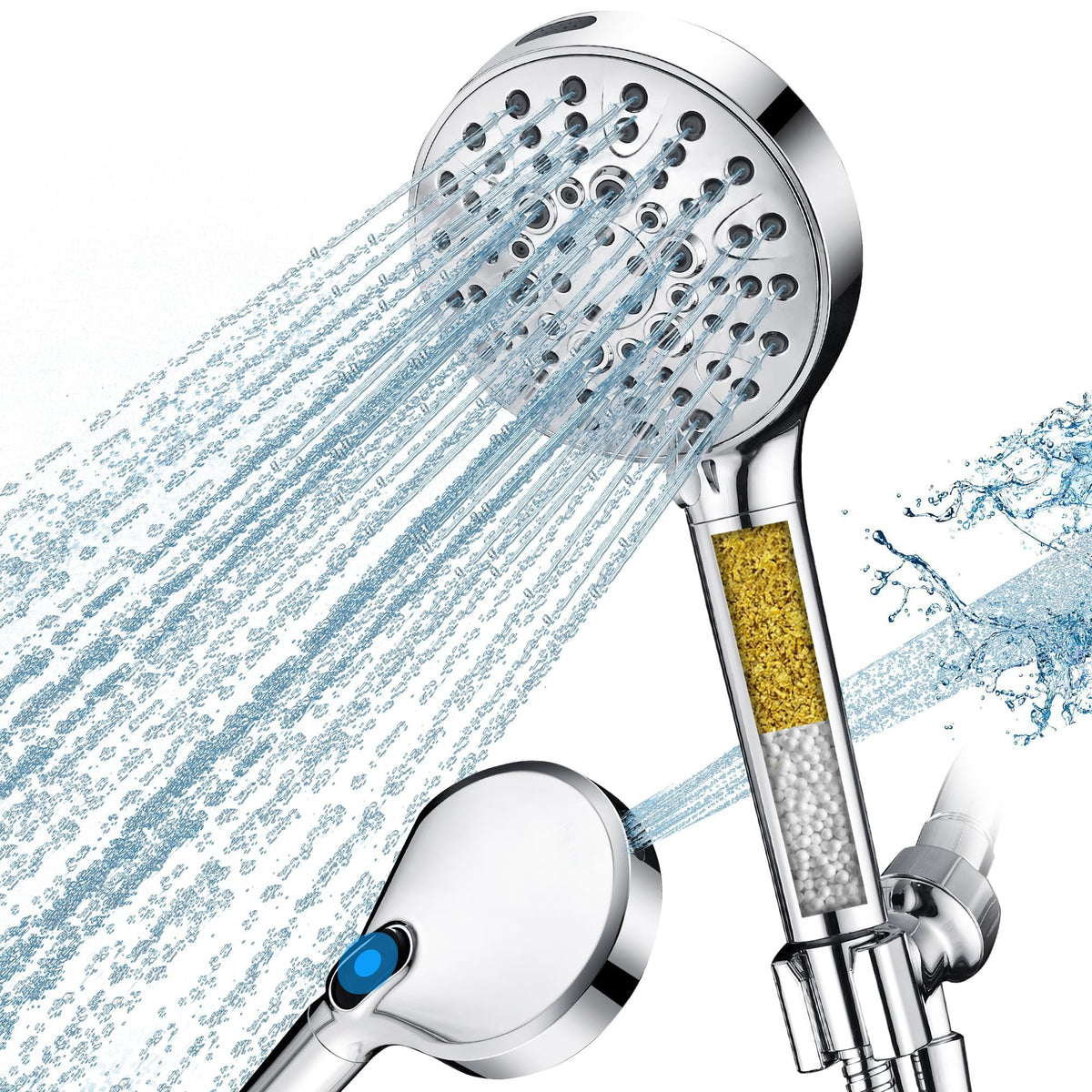 BRIGHT SHOWERS High Pressure Shower Head with Handheld, 9 Spray Settings Showerhead Built in Power Wash to Clean Tub and Pets, Extra Long 69" Hose, Adjustable Bracket, Oil-Rubbed Bronze