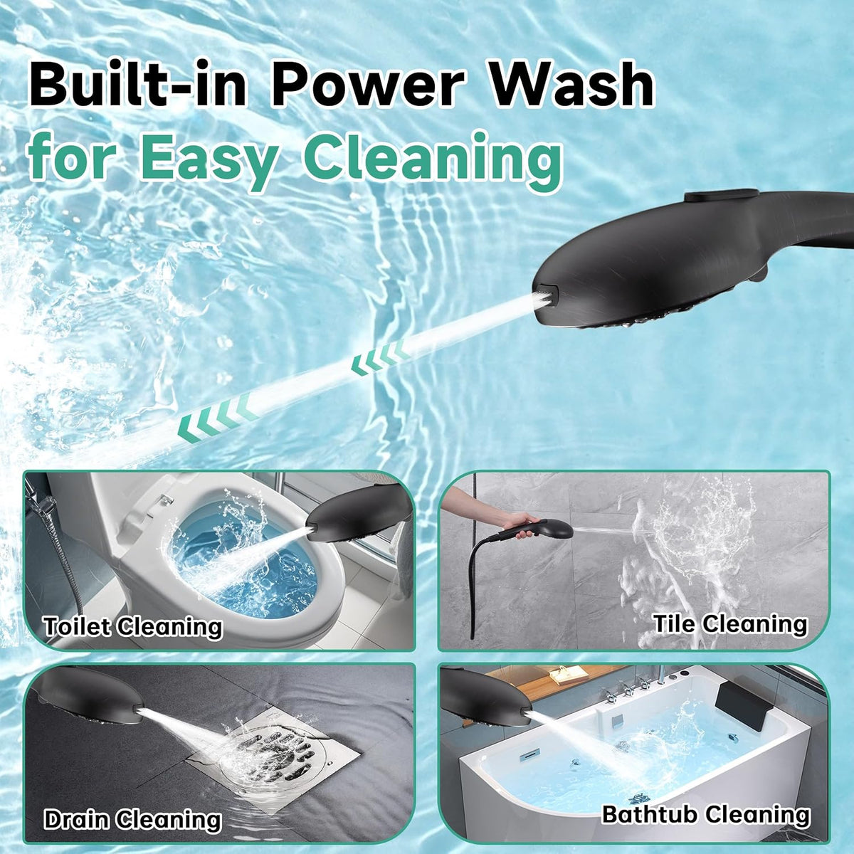 BRIGHT SHOWERS High Pressure Shower Head with Handheld, 9 Spray Settings Showerhead Built in Power Wash to Clean Tub and Pets, Extra Long 69" Hose, Adjustable Bracket, Oil-Rubbed Bronze