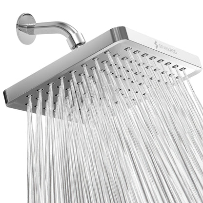 SparkPod Rain Shower Head, 6 Inch Square, Elegant Brushed Nickel Finish
