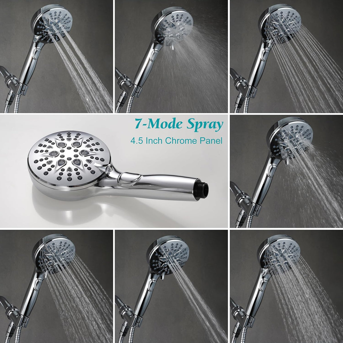 GwernKB Handheld Shower Head with ON OFF Switch & 79in Stainless Steel Hose