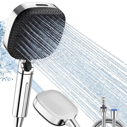 Ion Shower Head, Shower Head High Pressure with Handheld & 5 Filters, 4 Modes & Pause Switch, Showerhead Set with 59" Explosion-Proof Hose & Dual Brackets for Hard Water & Pets, Gray