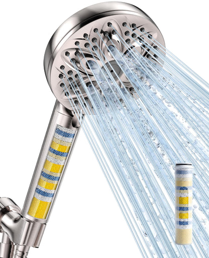 JDO Shower Head with Handheld, High Pressure Handheld 6 Settings, Detachable Shower Head Set with Stainless Steel Hose and Shower Bracket (Matte Black)
