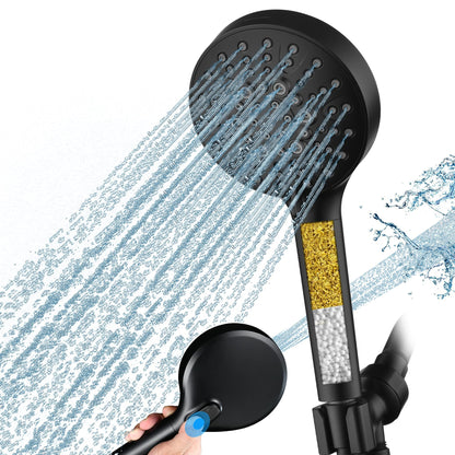 BRIGHT SHOWERS High Pressure Shower Head with Handheld, 9 Spray Settings Showerhead Built in Power Wash to Clean Tub and Pets, Extra Long 69" Hose, Adjustable Bracket, Oil-Rubbed Bronze