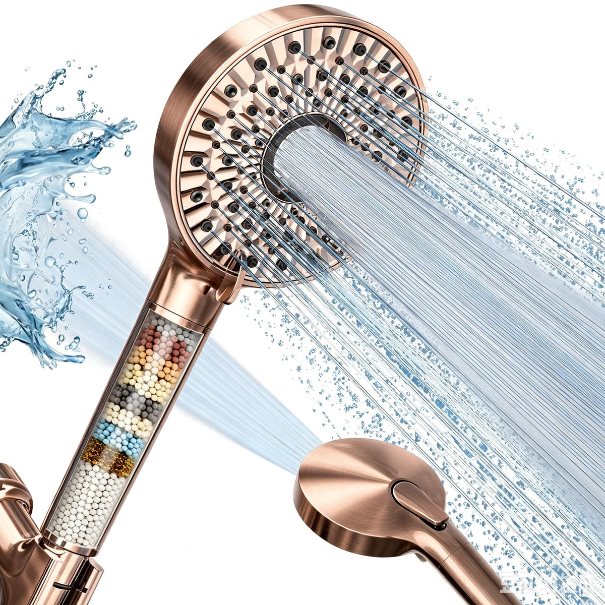 Magichome Filtered Shower Head with Handheld, 10-Mode Adjustable Detachable Chrome Showerhead w/Stainless Hose, Water Softener Filter Beads for Hard Water - Remove Chlorine, Reduce Dry Itchy Skin