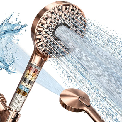 Magichome Filtered Shower Head with Handheld, 10-Mode Adjustable Detachable Chrome Showerhead w/Stainless Hose, Water Softener Filter Beads for Hard Water - Remove Chlorine, Reduce Dry Itchy Skin